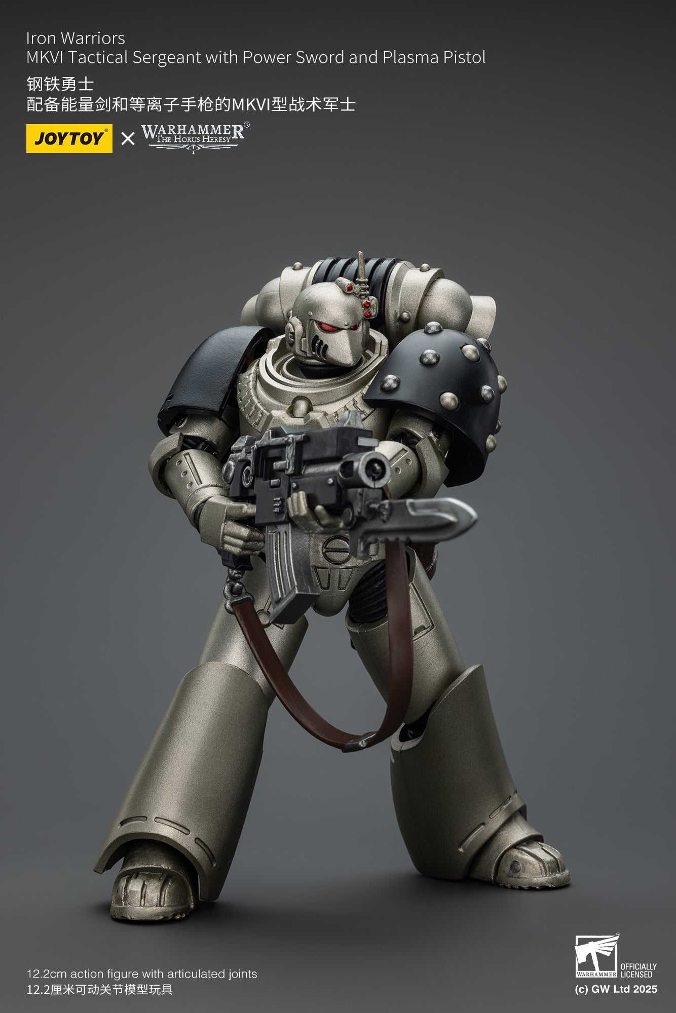 PRE ORDER – 1/18 JOYTOY IRON WARRIORS MKVI TACTICAL SERGEANT WITH POWER SWORD AND PLASMA PISTOL
