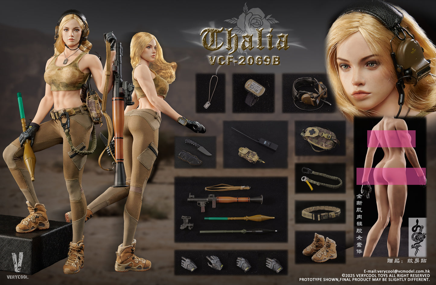 PRE ORDER – 1/6 DESERT FEMALE SOLDIER THALIA ACTION FIGURE BLONDE HAIR VER