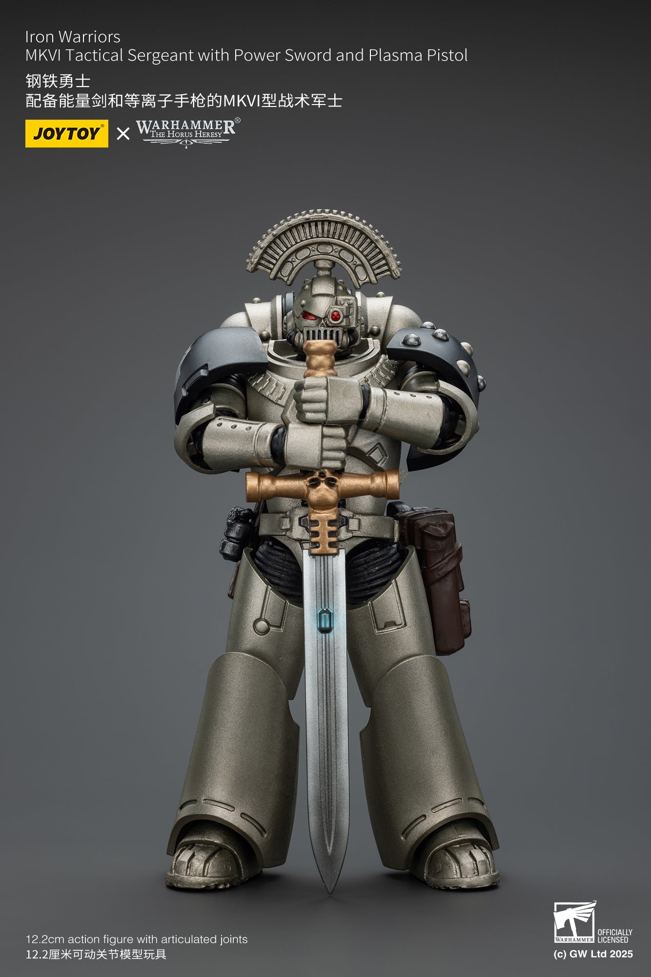 PRE ORDER – 1/18 JOYTOY IRON WARRIORS MKVI TACTICAL SERGEANT WITH POWER SWORD AND PLASMA PISTOL