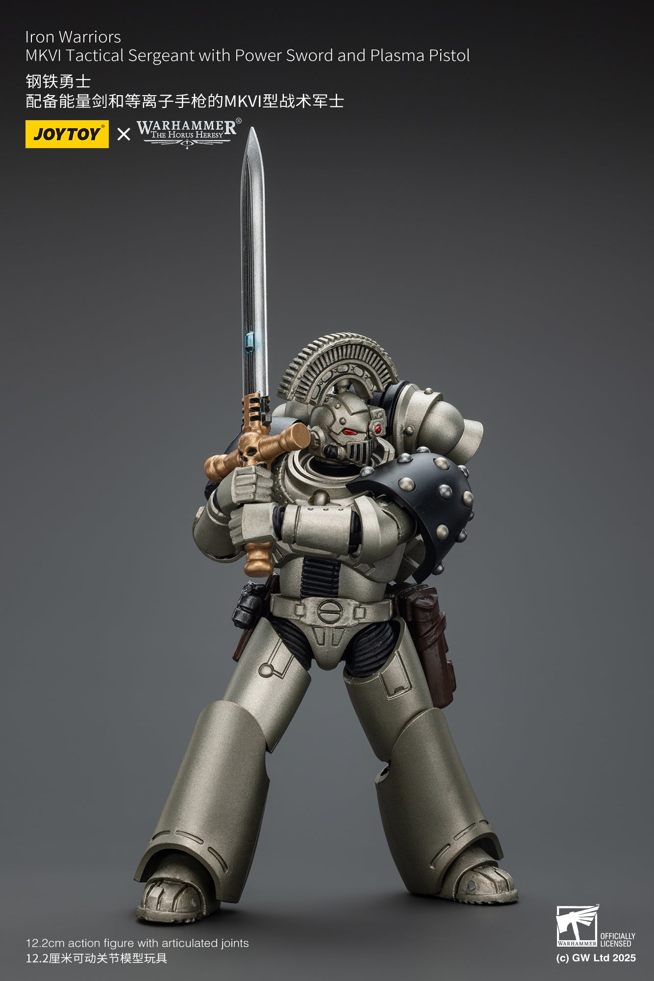 PRE ORDER – 1/18 JOYTOY IRON WARRIORS MKVI TACTICAL SERGEANT WITH POWER SWORD AND PLASMA PISTOL