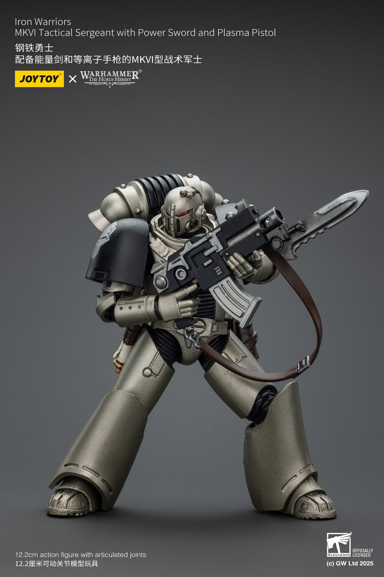 PRE ORDER – 1/18 JOYTOY IRON WARRIORS MKVI TACTICAL SERGEANT WITH POWER SWORD AND PLASMA PISTOL