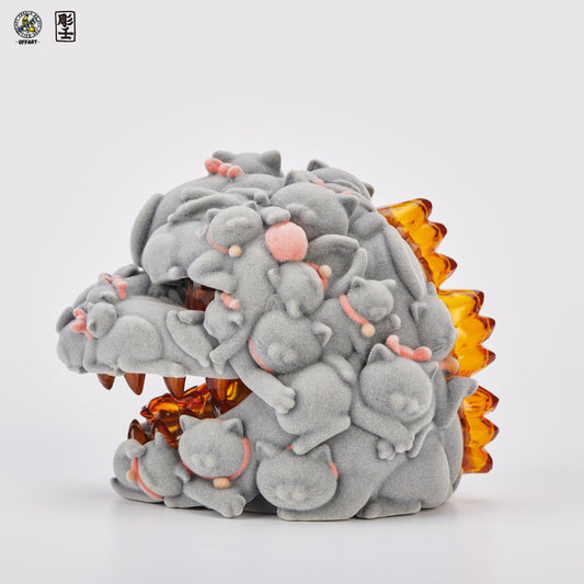 PRE ORDER – HUNDRED CATS RED FLAME MINI FORTUNE HEAD SCULPTURE FLOCKED