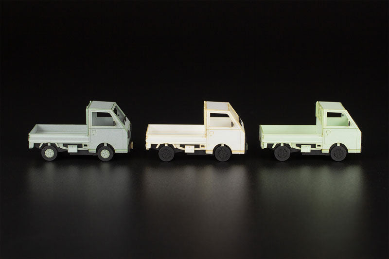PRE ORDER – 1/80 SCALE PAPER KIT TOWN CORNER ACCESSORY SERIES KEI TRUCK (WHITE/SILVER/PALE GREEN)
