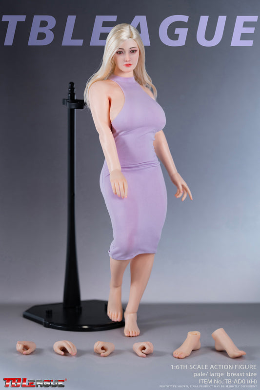 PRE ORDER – 1/6 CURVY SEAMLESS METAL SKELETON FEMALE BODY WITH HEAD SCULPT PALE TB-AD01H