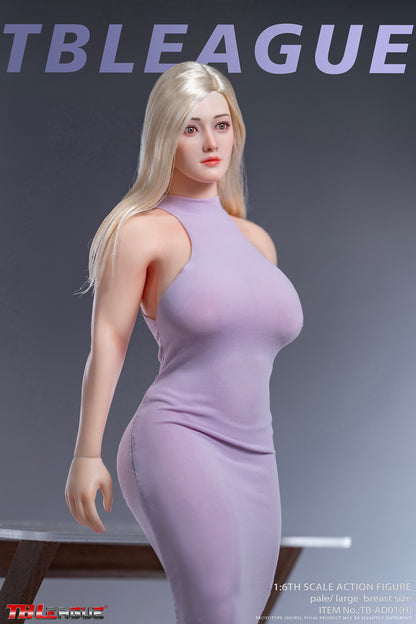 PRE ORDER – 1/6 CURVY SEAMLESS METAL SKELETON FEMALE BODY WITH HEAD SCULPT PALE TB-AD01H
