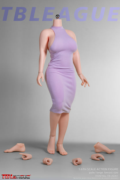 PRE ORDER – 1/6 CURVY SEAMLESS METAL SKELETON FEMALE BODY WITHOUT HEAD SCULPT PALE TB-AD01
