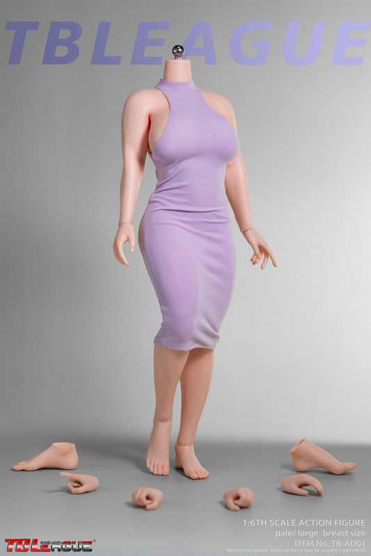 PRE ORDER – 1/6 CURVY SEAMLESS METAL SKELETON FEMALE BODY WITHOUT HEAD SCULPT PALE TB-AD01