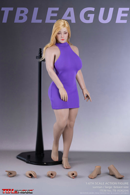 PRE ORDER – 1/6 CURVY SEAMLESS METAL SKELETON FEMALE BODY WITH HEAD SCULPT SUNTAN TB-AD02H