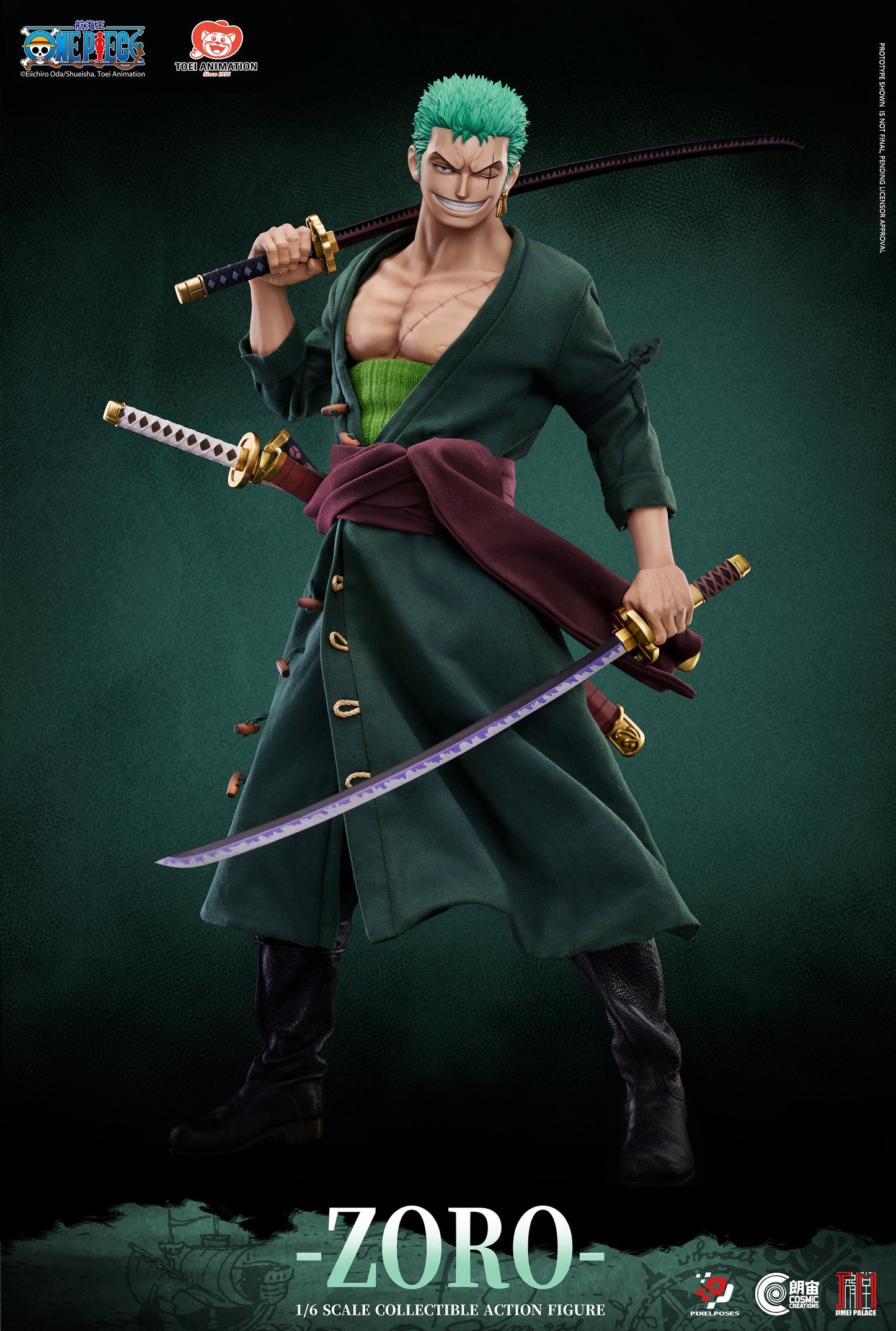 PRE ORDER – PIXEL POSES | COSMIC CREATIONS × JIMEI PALACE 1/6 ONE PIECE RORONOA ZORO ACTION FIGURE OVERSEAS VERSION PP-200595 DELUXE EDITION