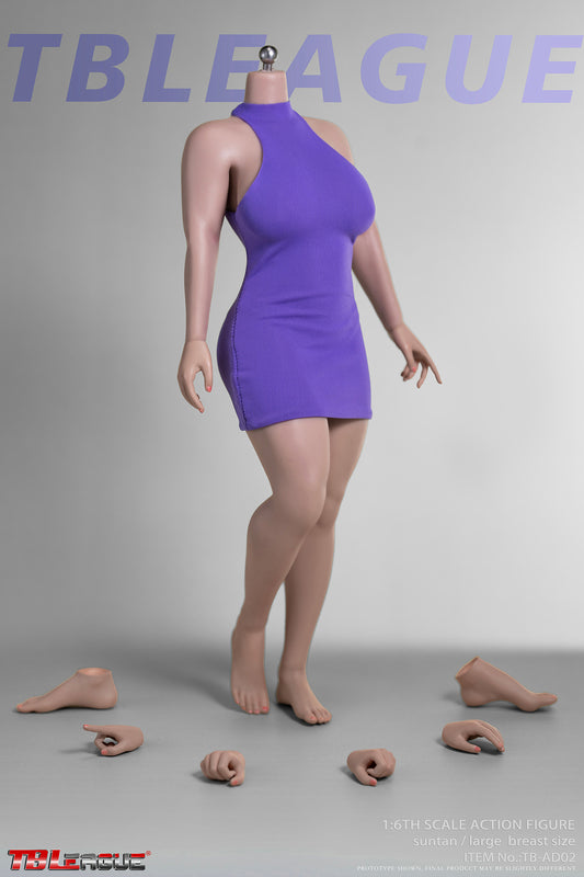 PRE ORDER – 1/6 CURVY SEAMLESS METAL SKELETON FEMALE BODY WITHOUT HEAD SCULPT SUNTAN TB-AD02