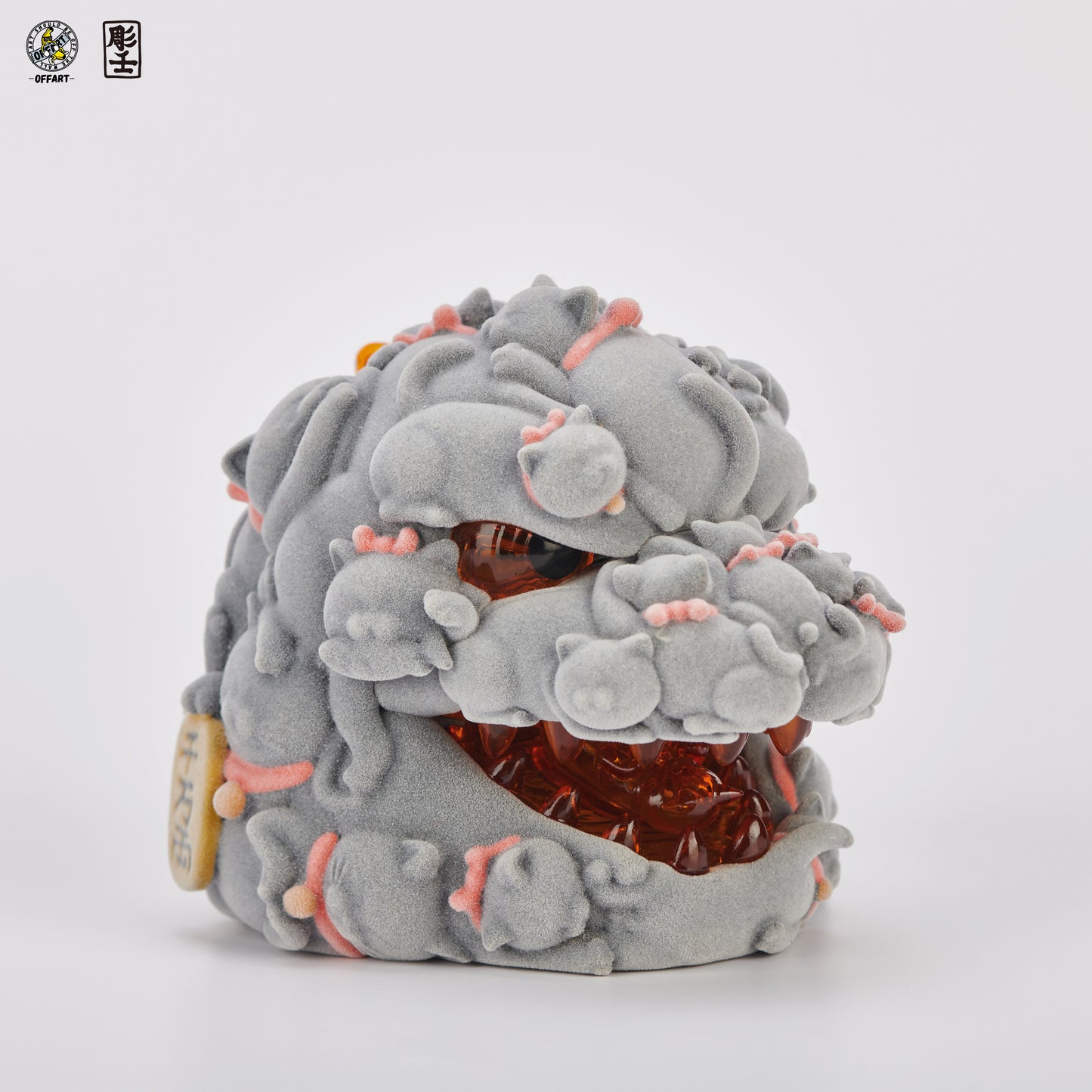 PRE ORDER – HUNDRED CATS RED FLAME MINI FORTUNE HEAD SCULPTURE FLOCKED