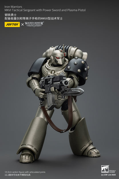 PRE ORDER – 1/18 JOYTOY IRON WARRIORS MKVI TACTICAL SERGEANT WITH POWER SWORD AND PLASMA PISTOL