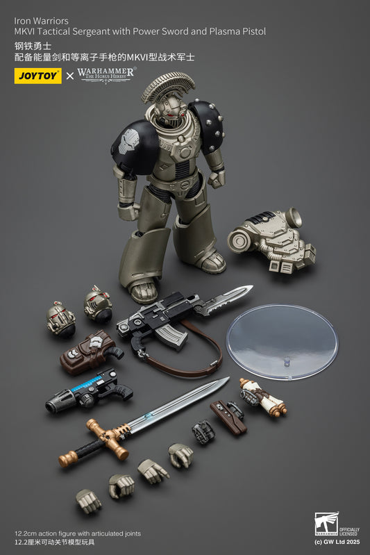 PRE ORDER – 1/18 JOYTOY IRON WARRIORS MKVI TACTICAL SERGEANT WITH POWER SWORD AND PLASMA PISTOL