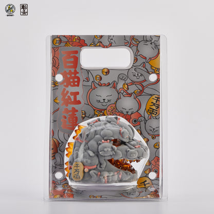 PRE ORDER – HUNDRED CATS RED FLAME MINI FORTUNE HEAD SCULPTURE FLOCKED