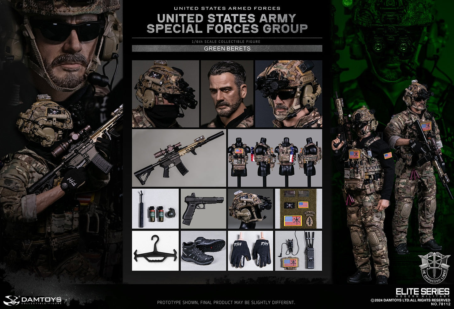 PRE ORDER – 1/6 U.S. ARMY SPECIAL FORCES GROUP GREEN BERETS ACTION FIGURE 78112