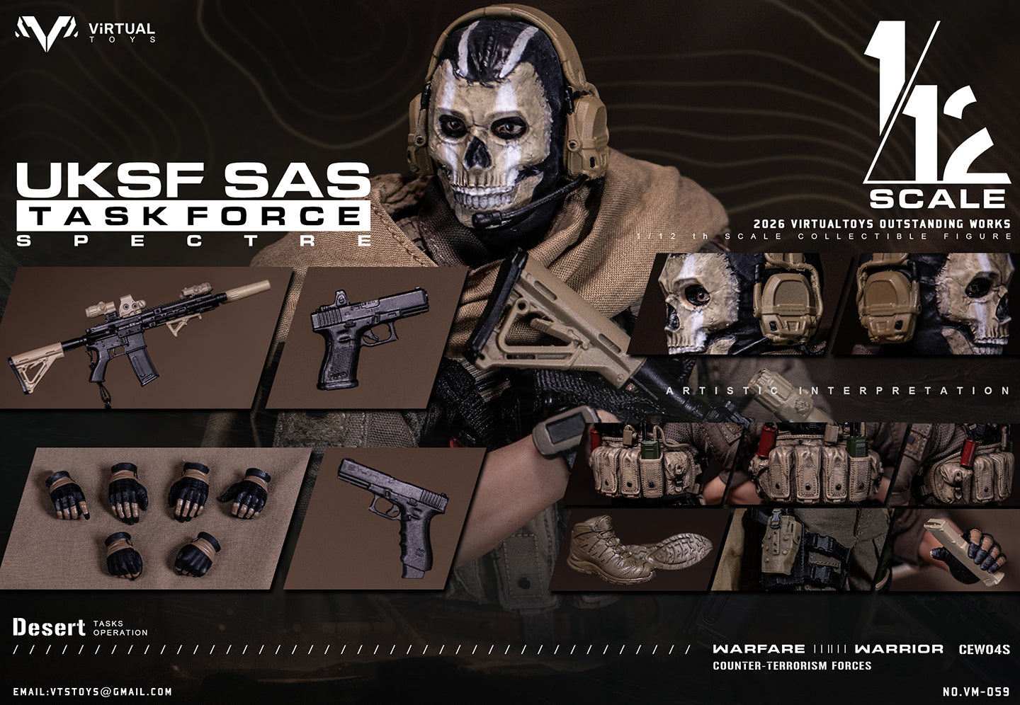 PRE ORDER – 1/12 VTSTOYS UK SAS TASK FORCE ACTION FIGURE NO.VM059