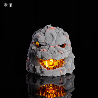 PRE ORDER – HUNDRED CATS RED FLAME MINI FORTUNE HEAD SCULPTURE FLOCKED