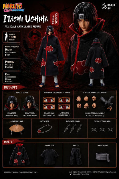 PRE ORDER – UNIQUE ART 1/12 NARUTO SHIPPUDEN - UCHIHA ITACHI CLASSIC EDITION UA001A