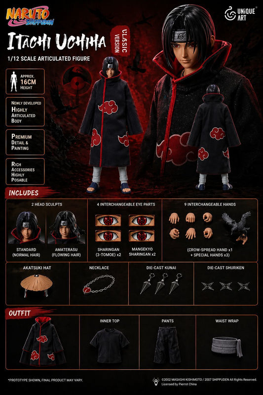 PRE ORDER – UNIQUE ART 1/12 NARUTO SHIPPUDEN - UCHIHA ITACHI CLASSIC EDITION UA001A