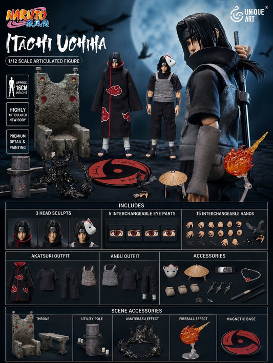 PRE ORDER – UNIQUE ART 1/12 NARUTO SHIPPUDEN - UCHIHA ITACHI PLAYABLE VERSION UA001B