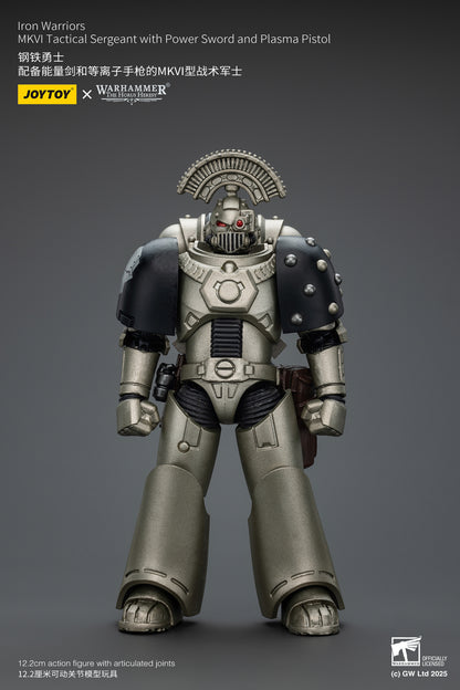 PRE ORDER – 1/18 JOYTOY IRON WARRIORS MKVI TACTICAL SERGEANT WITH POWER SWORD AND PLASMA PISTOL