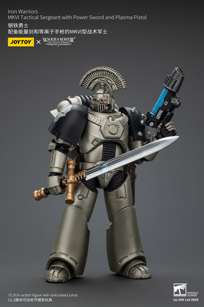 PRE ORDER – 1/18 JOYTOY IRON WARRIORS MKVI TACTICAL SERGEANT WITH POWER SWORD AND PLASMA PISTOL