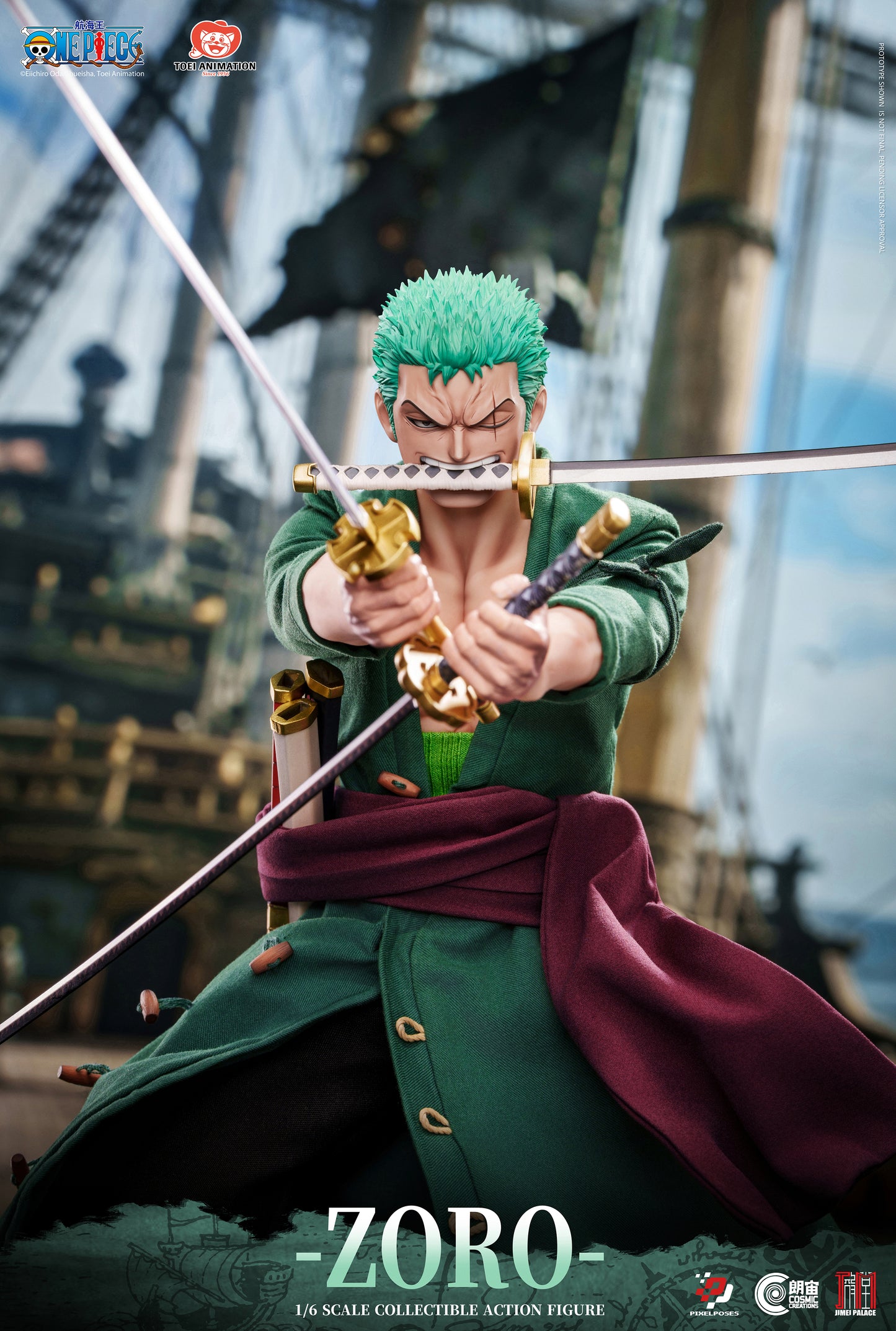 PRE ORDER – PIXEL POSES | COSMIC CREATIONS × JIMEI PALACE 1/6 ONE PIECE RORONOA ZORO ACTION FIGURE OVERSEAS VERSION PP-200595 STANDARD EDITION