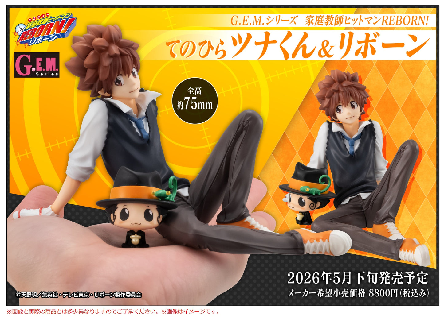PRE ORDER – G.E.M. SERIES KATEKYO HITMAN REBORN! - PALM SIZE TSUNA & REBORN
