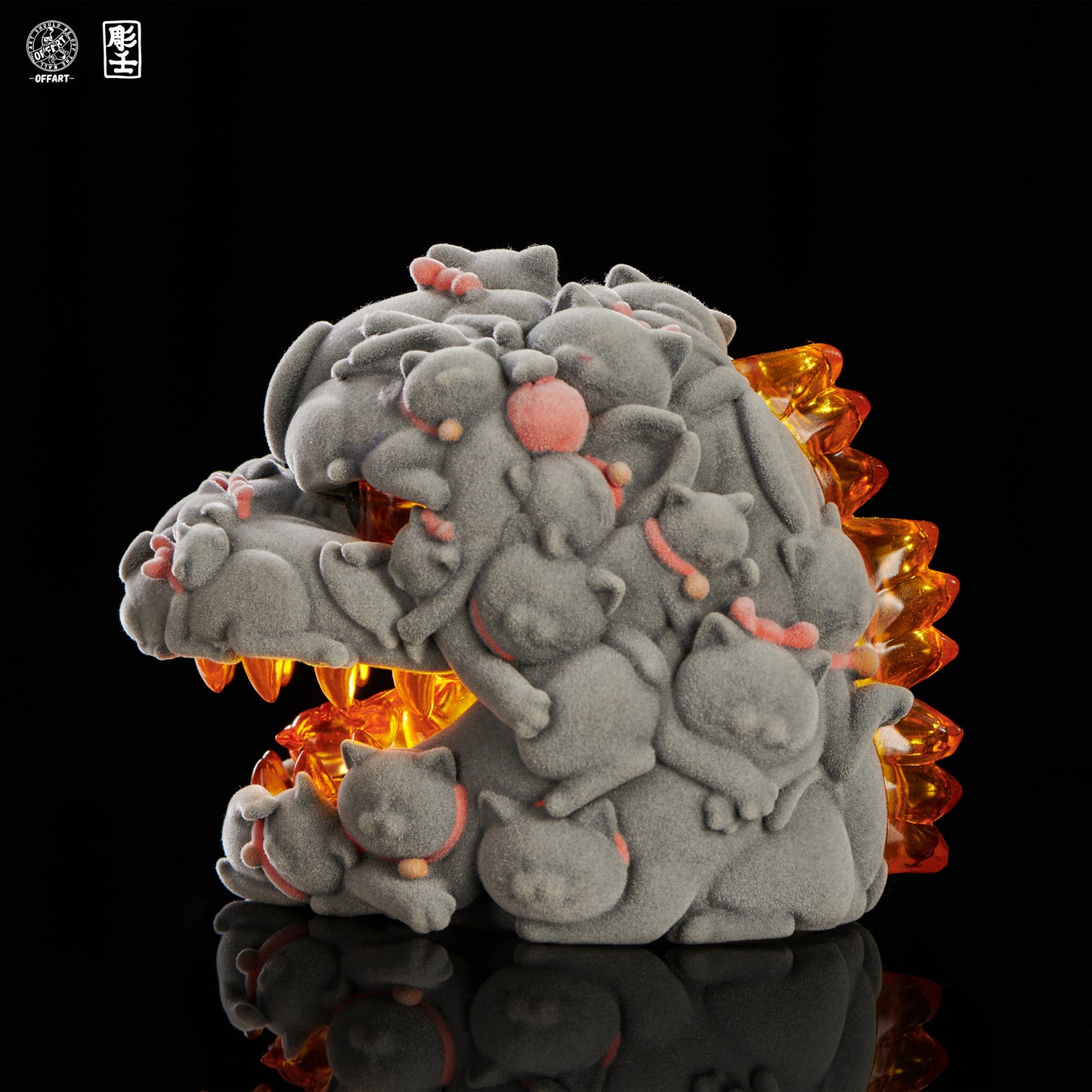 PRE ORDER – HUNDRED CATS RED FLAME MINI FORTUNE HEAD SCULPTURE FLOCKED