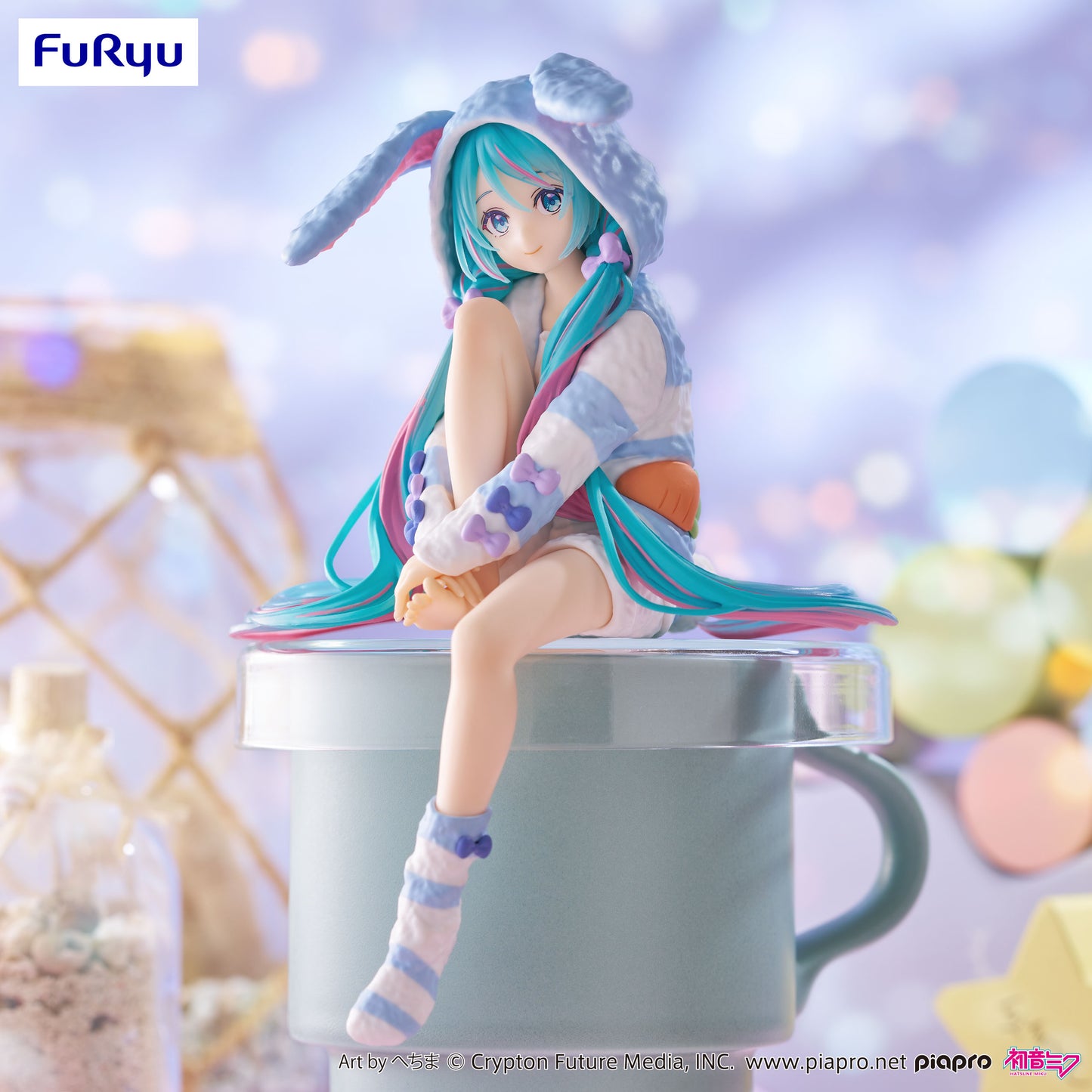 BACK ORDER – HATSUNE MIKU NOODLE STOPPER FIGURE - RABBIT EAR HOOD PAJAMA BLUE COLOR VER.