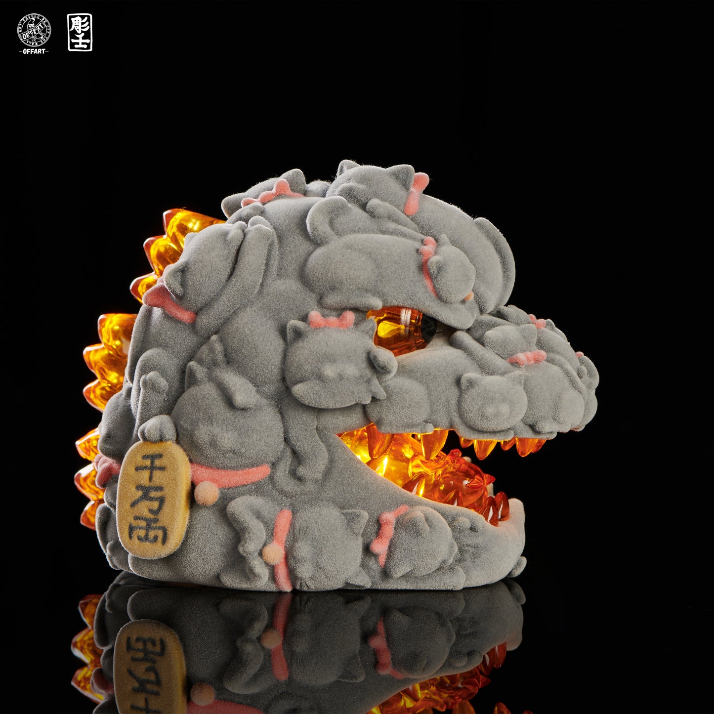PRE ORDER – HUNDRED CATS RED FLAME MINI FORTUNE HEAD SCULPTURE FLOCKED