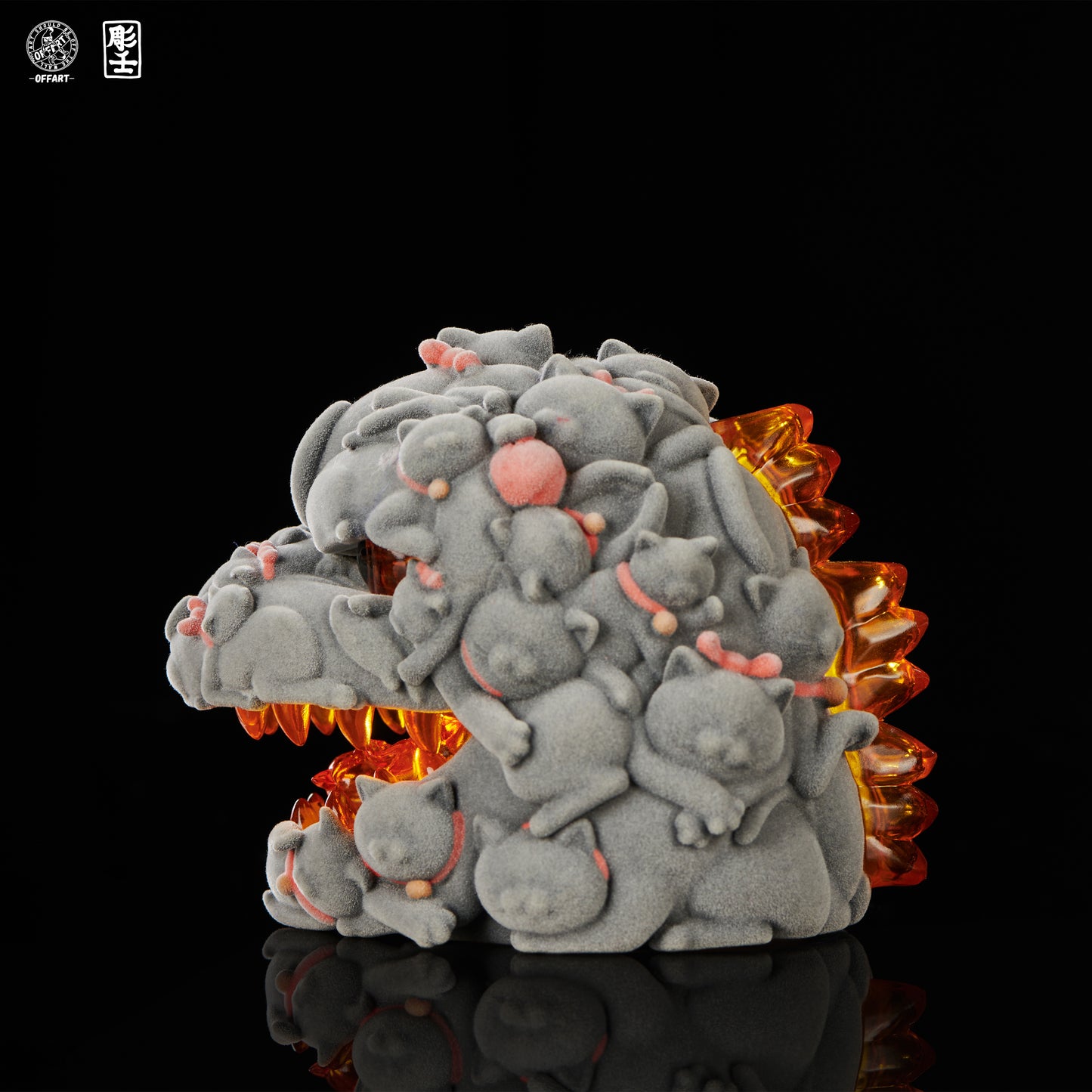 PRE ORDER – HUNDRED CATS RED FLAME MINI FORTUNE HEAD SCULPTURE FLOCKED