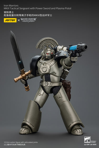 PRE ORDER – 1/18 JOYTOY IRON WARRIORS MKVI TACTICAL SERGEANT WITH POWER SWORD AND PLASMA PISTOL