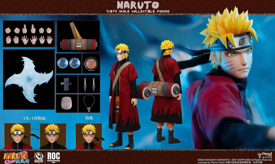 PRE ORDER – ROCKETTOYS ROC-011 1/6 OFFICIALLY LICENSED CHINESE VERSION: NARUTO SHIPPUDEN - UZUMAKI NARUTO [SAGE MODE VER.]