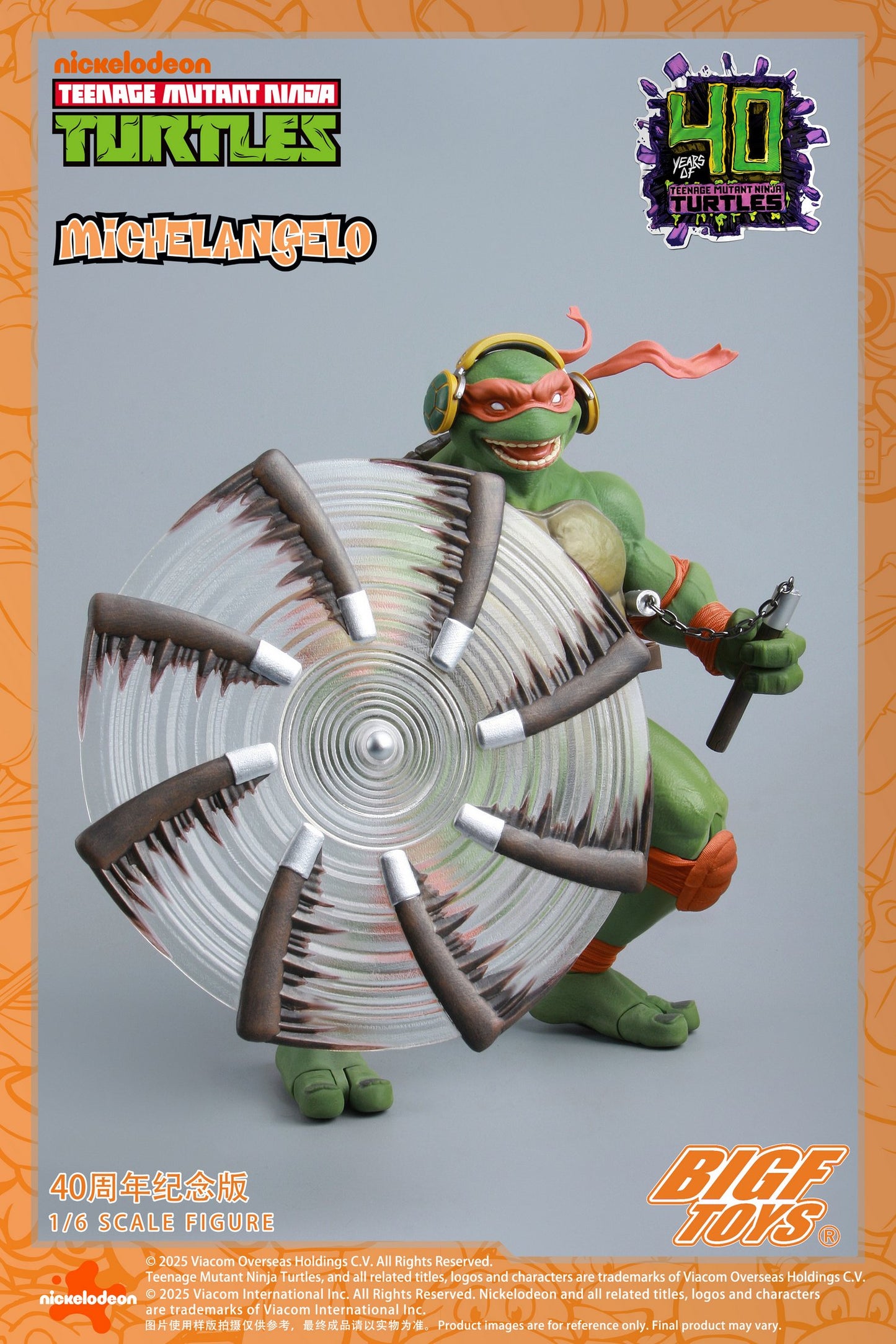 PRE ORDER – 1/6 TMNT MICHELANGELO 40TH ANNIVERSARY ACTION FIGURE BIGF-004
