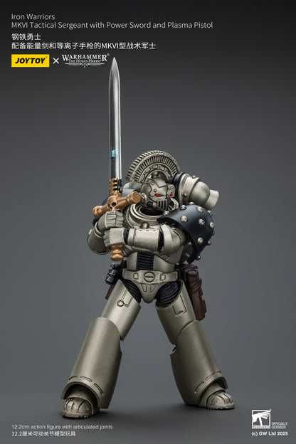 PRE ORDER – 1/18 JOYTOY IRON WARRIORS MKVI TACTICAL SERGEANT WITH POWER SWORD AND PLASMA PISTOL