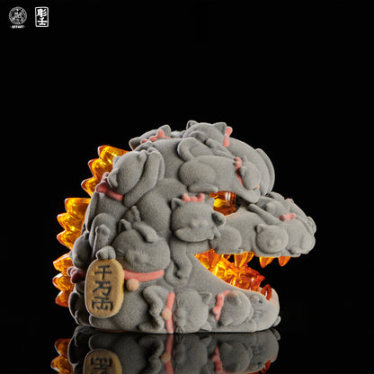 PRE ORDER – HUNDRED CATS RED FLAME MINI FORTUNE HEAD SCULPTURE FLOCKED