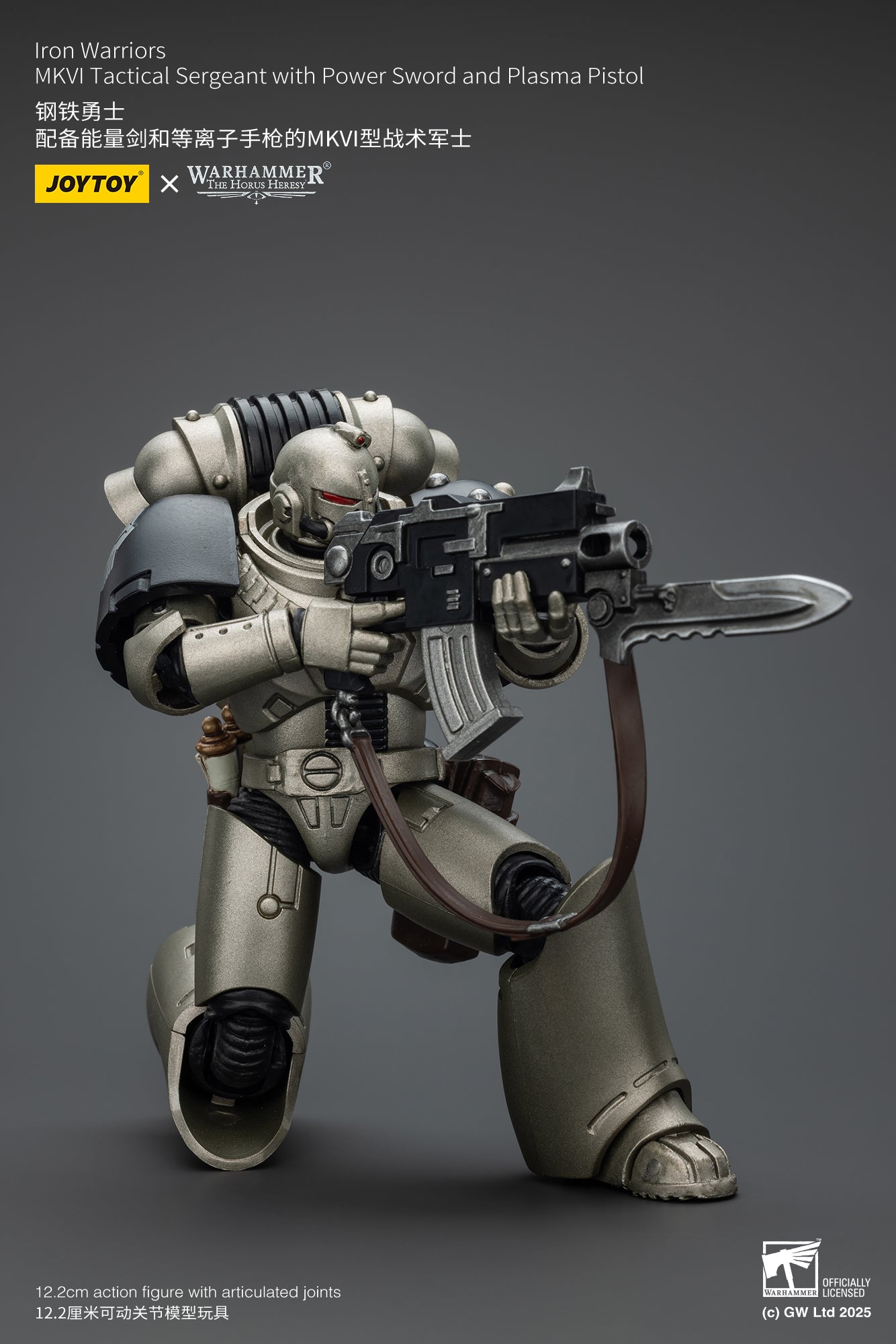PRE ORDER – 1/18 JOYTOY IRON WARRIORS MKVI TACTICAL SERGEANT WITH POWER SWORD AND PLASMA PISTOL