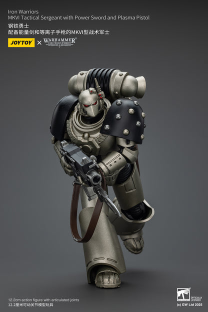 PRE ORDER – 1/18 JOYTOY IRON WARRIORS MKVI TACTICAL SERGEANT WITH POWER SWORD AND PLASMA PISTOL