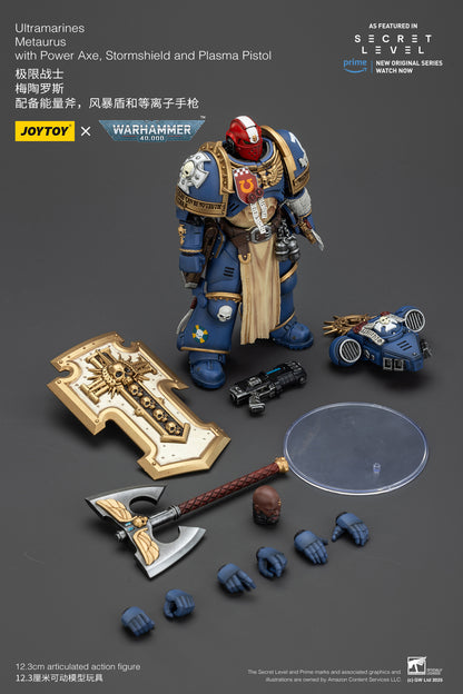 PRE ORDER – 1/18 JOYTOY ULTRAMARINES METAURUS WITH POWER AXE, STORMSHIELD AND PLASMA PISTOL, RERUN JT02786