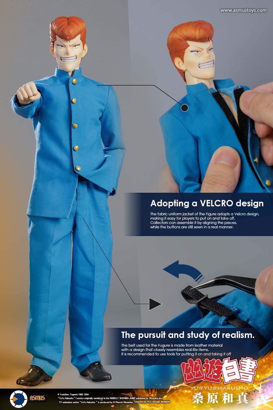 PRE ORDER – 1/6 ASMUS TOYS YU YU HAKUSHO KAZUMA KUWABARA LUXURY VERSION YUYU004LUX