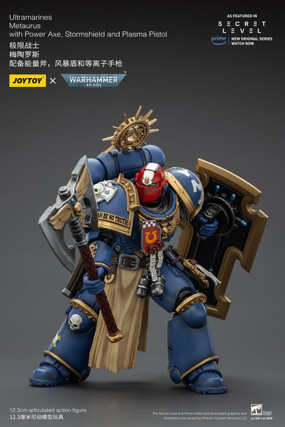 PRE ORDER – 1/18 JOYTOY ULTRAMARINES METAURUS WITH POWER AXE, STORMSHIELD AND PLASMA PISTOL, RERUN JT02786