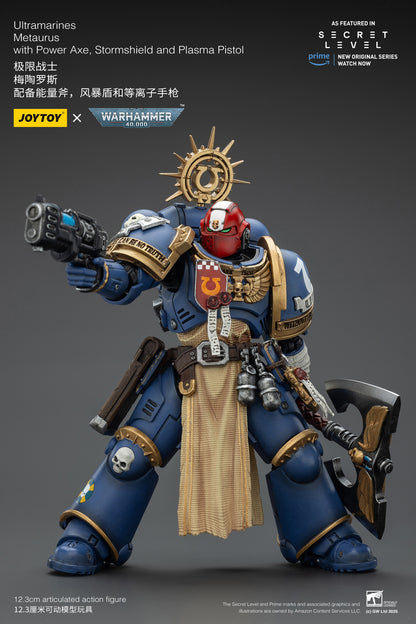 PRE ORDER – 1/18 JOYTOY ULTRAMARINES METAURUS WITH POWER AXE, STORMSHIELD AND PLASMA PISTOL, RERUN JT02786