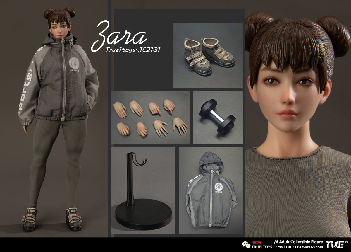 PRE ORDER – 1/6 SPORTY GIRL ACTION FIGURE JC2131 : ZARA BROWN HAIR VERSION