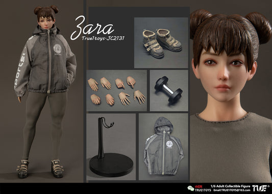 PRE ORDER – 1/6 SPORTY GIRL ACTION FIGURE JC2131 : ZARA BROWN HAIR VERSION