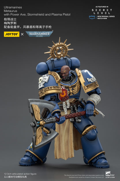PRE ORDER – 1/18 JOYTOY ULTRAMARINES METAURUS WITH POWER AXE, STORMSHIELD AND PLASMA PISTOL, RERUN JT02786