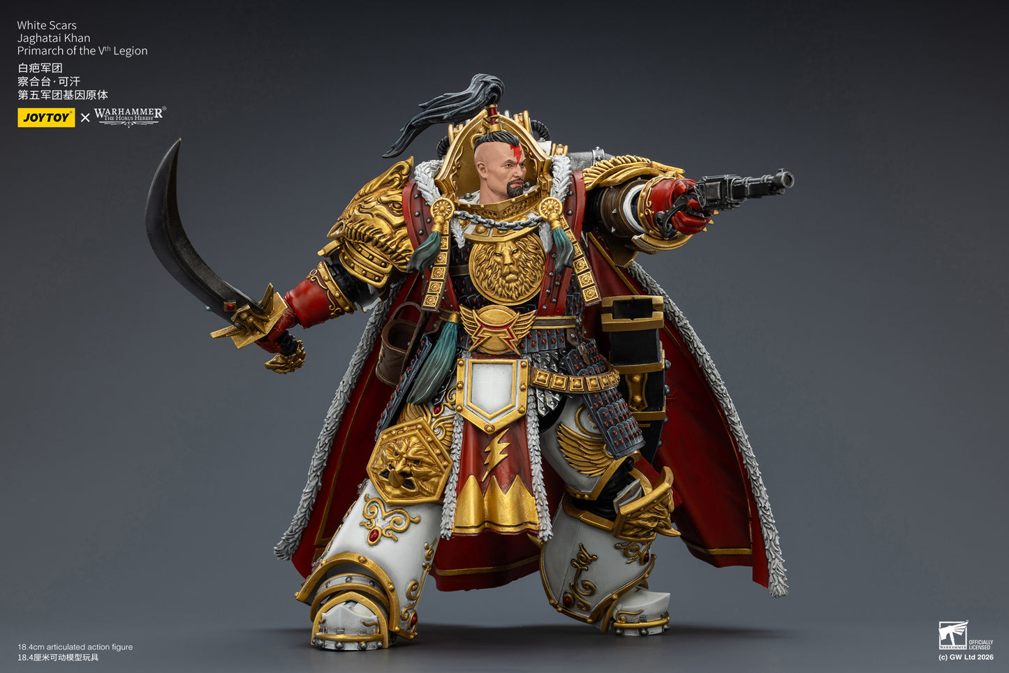 PRE ORDER – 1/18 JOYTOY WHITE SCARS JAGHATAI KHAN PRIMARCH OF THE VTH LEGION JT03363