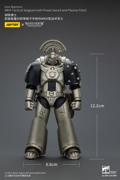 PRE ORDER – 1/18 JOYTOY IRON WARRIORS MKVI TACTICAL SERGEANT WITH POWER SWORD AND PLASMA PISTOL