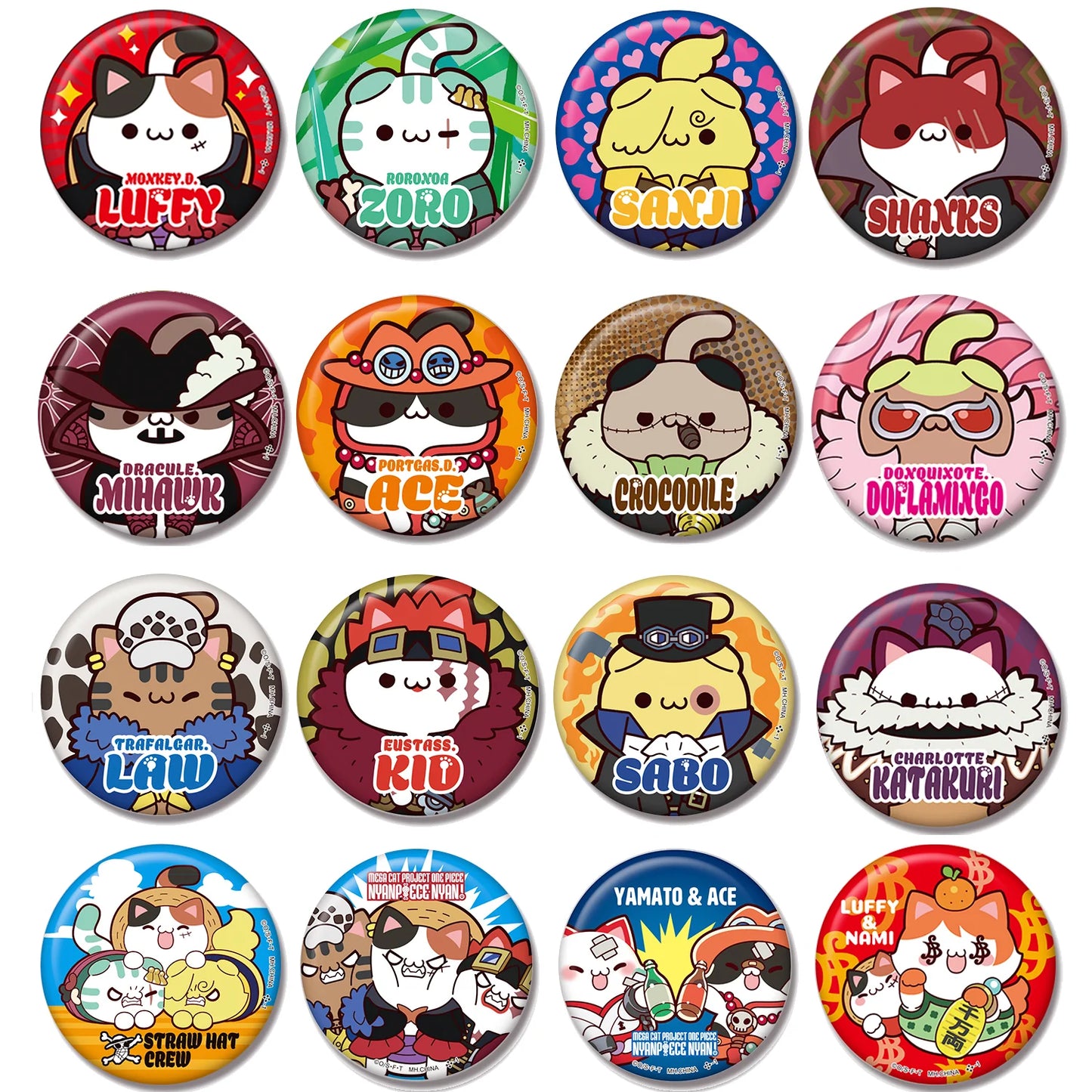 PRE ORDER – MEGA CAT PROJECT ONE PIECE – NYAN PIECE NYAN! METAL BADGE COLLECTION 【REPEAT】 (BOX OF 16)