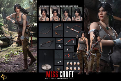 PRE ORDER – MTTOYS MTT022 1/6 TOMB RAIDER - MISS-CROFT WITH ARTICULATED EYES AND DOUBLE HEADSCULPT